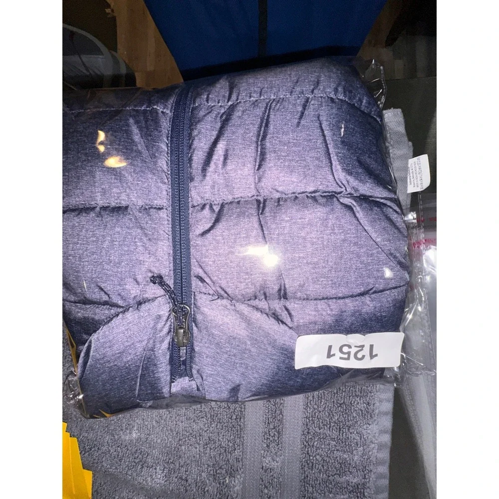 Eddie Bauer Mens Hooded Puffer Vest Heathered Gray Quilted Zip Sleeveless xs